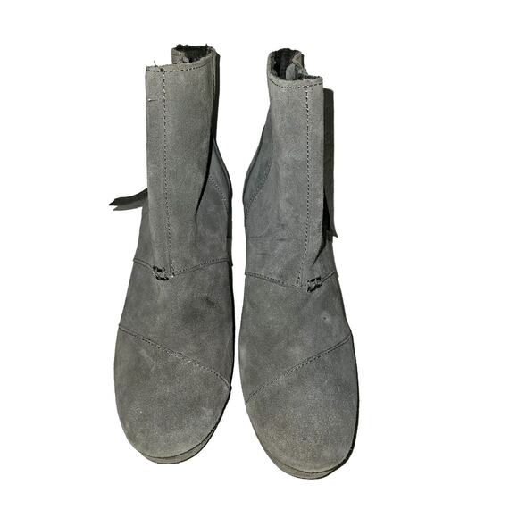 NEW! TOMS Desert Wedge High Grey Suede Women's Size 10 Ankle Boots Zipper Side - Picture 11 of 14